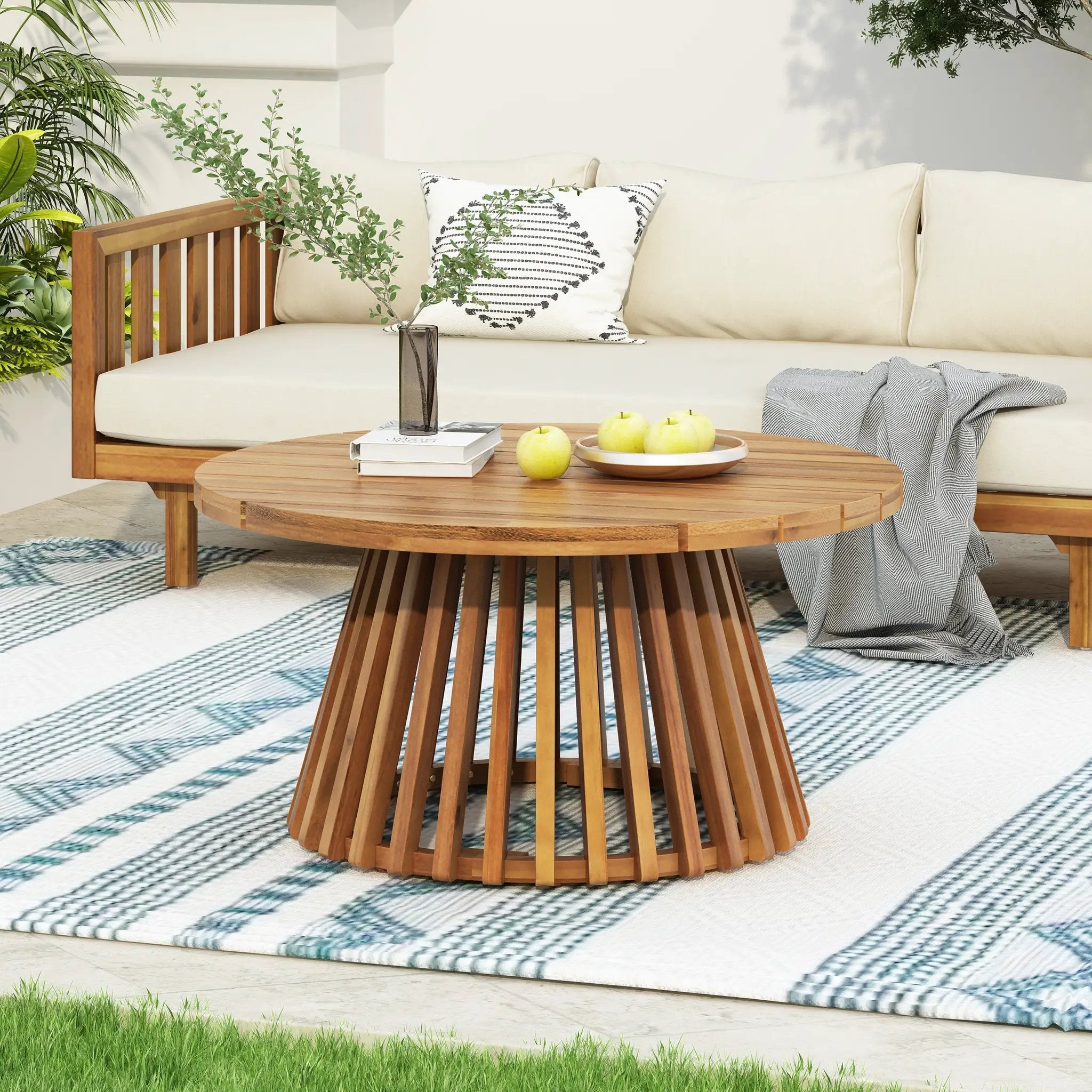 Acacia Wood Patio Furniture Set: Outdoor Daybed & Coffee Table by HouseOfZazla