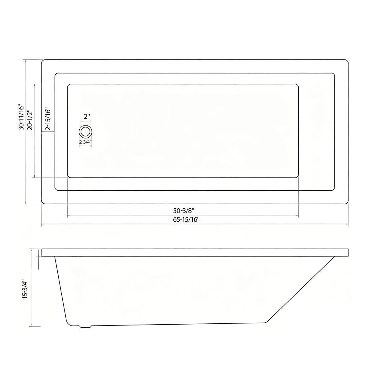 66-Inch Acrylic Built-In Soaking Tub - Glossy, photo 4 of 10