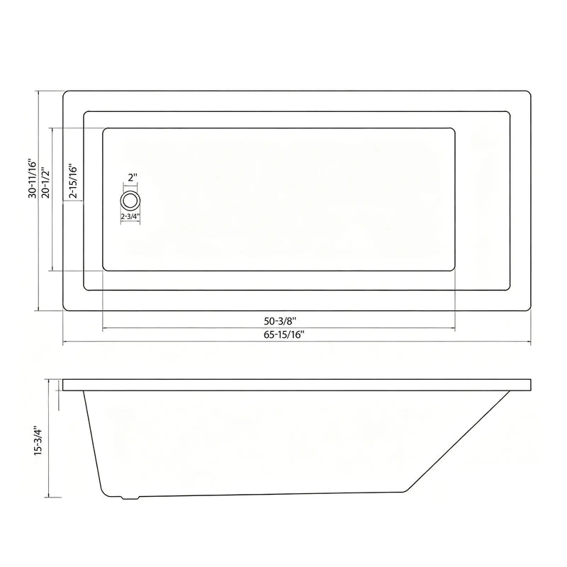 66-Inch Acrylic Built-In Soaking Tub - Glossy, photo 4 of 10