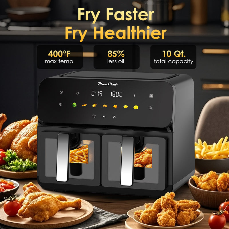 10QT Dual Air Fryer with Double Basket and Digital Touchscreen Control by HouseOfZazla