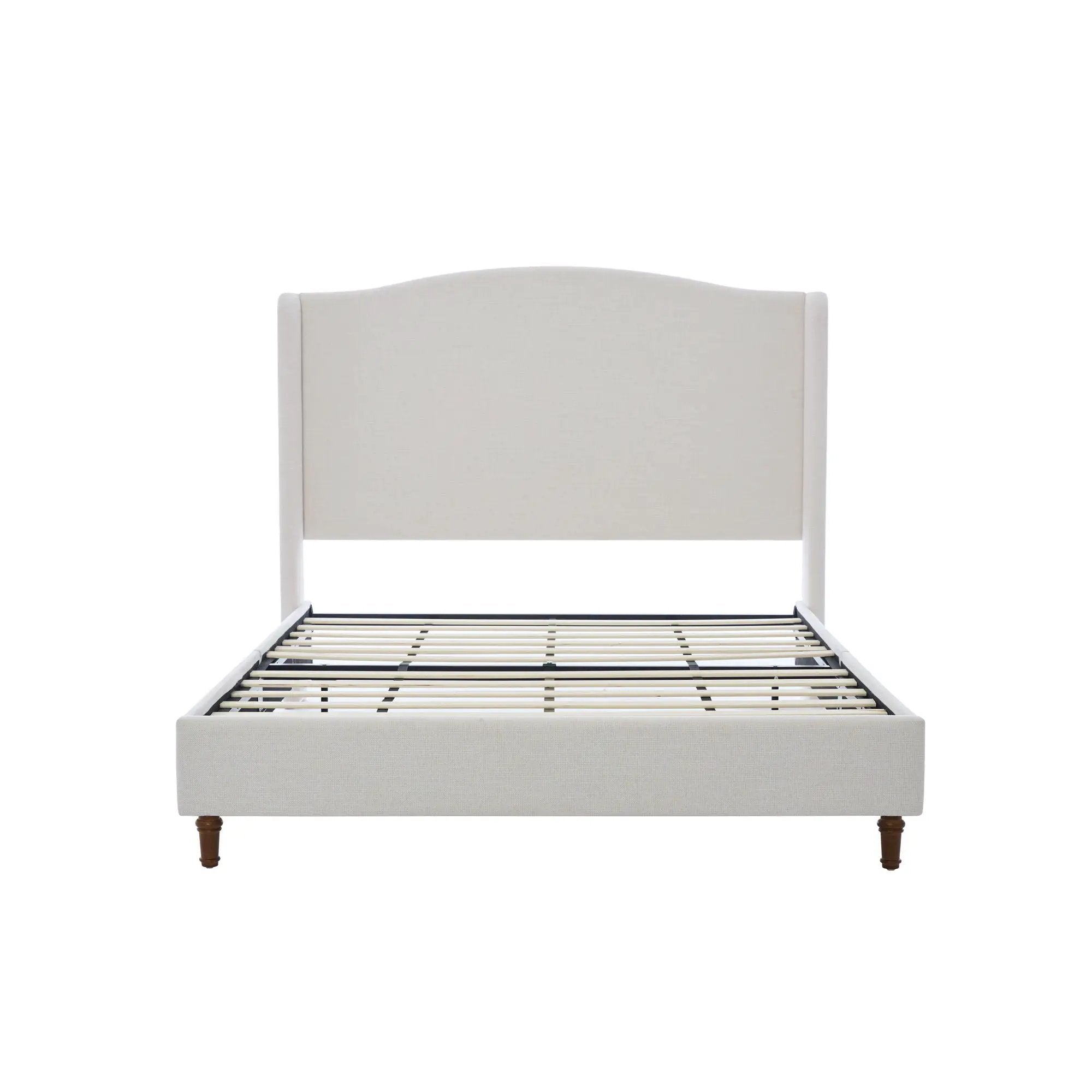 Hannah - Upholstered Wingback Bed Size / Tall Headboard Upholstered King Bed / Premium Textured Look / Minimalist Designs / No Box Spring Needed by Unique Piece Furniture