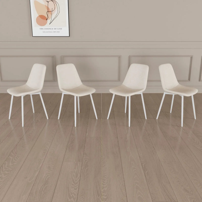 Modern Kitchen Dining Chairs (Set of 4) With Linen Padding And Sturdy Metal Legs - Beige by HouseOfZazla