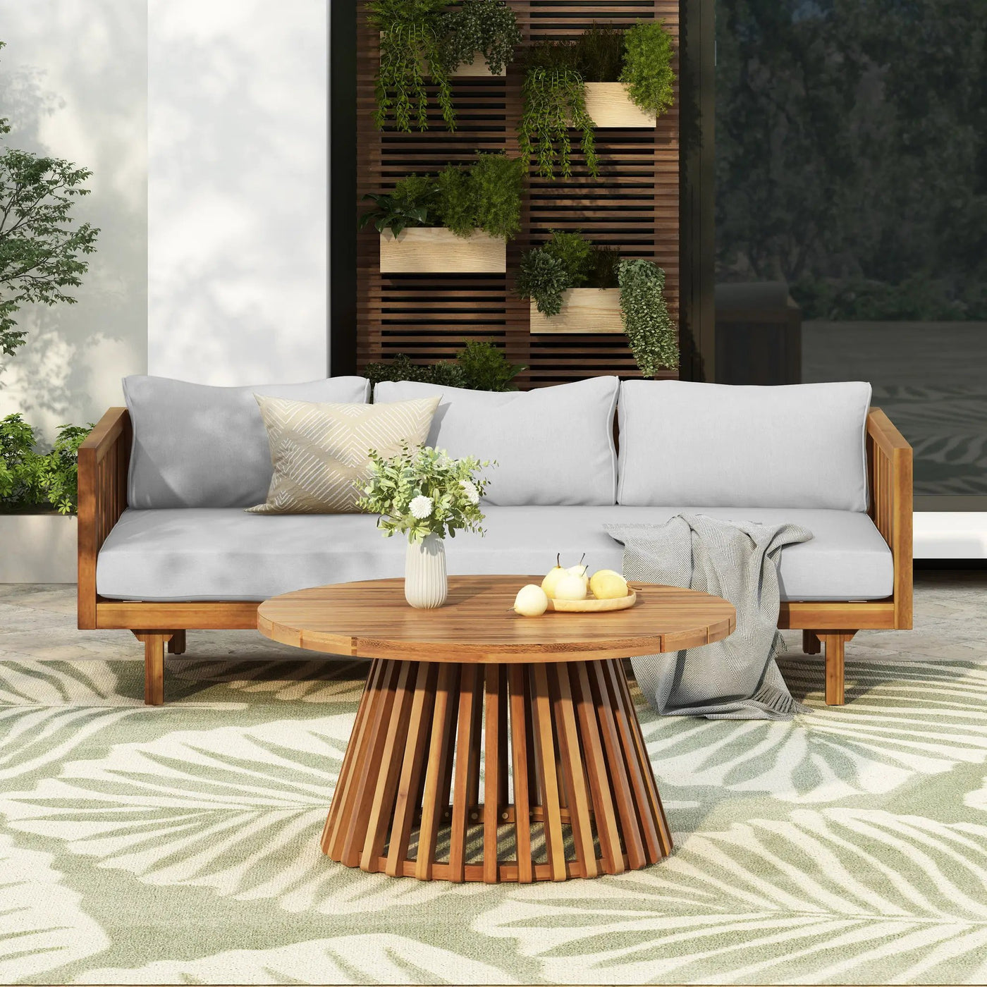 Acacia Wood Patio Furniture Set: Outdoor Daybed & Coffee Table by HouseOfZazla