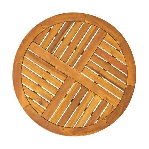3-Piece Outdoor Dining Set with Teak Finish Acacia Wood Table & Wicker Chairs by HouseOfZazla