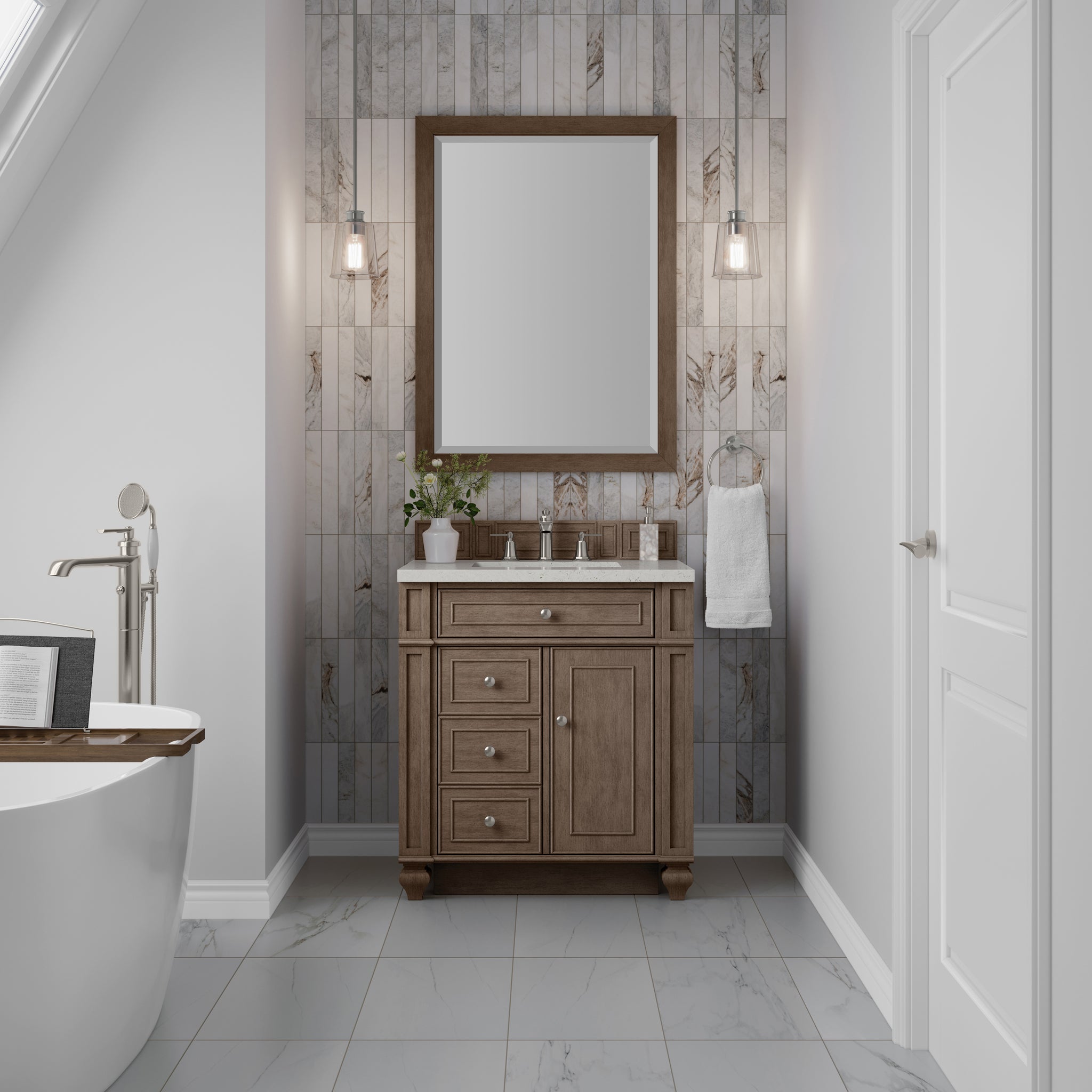 James Martin Bristol 30" Single Bathroom Vanity, Whitewashed Walnut, view 17