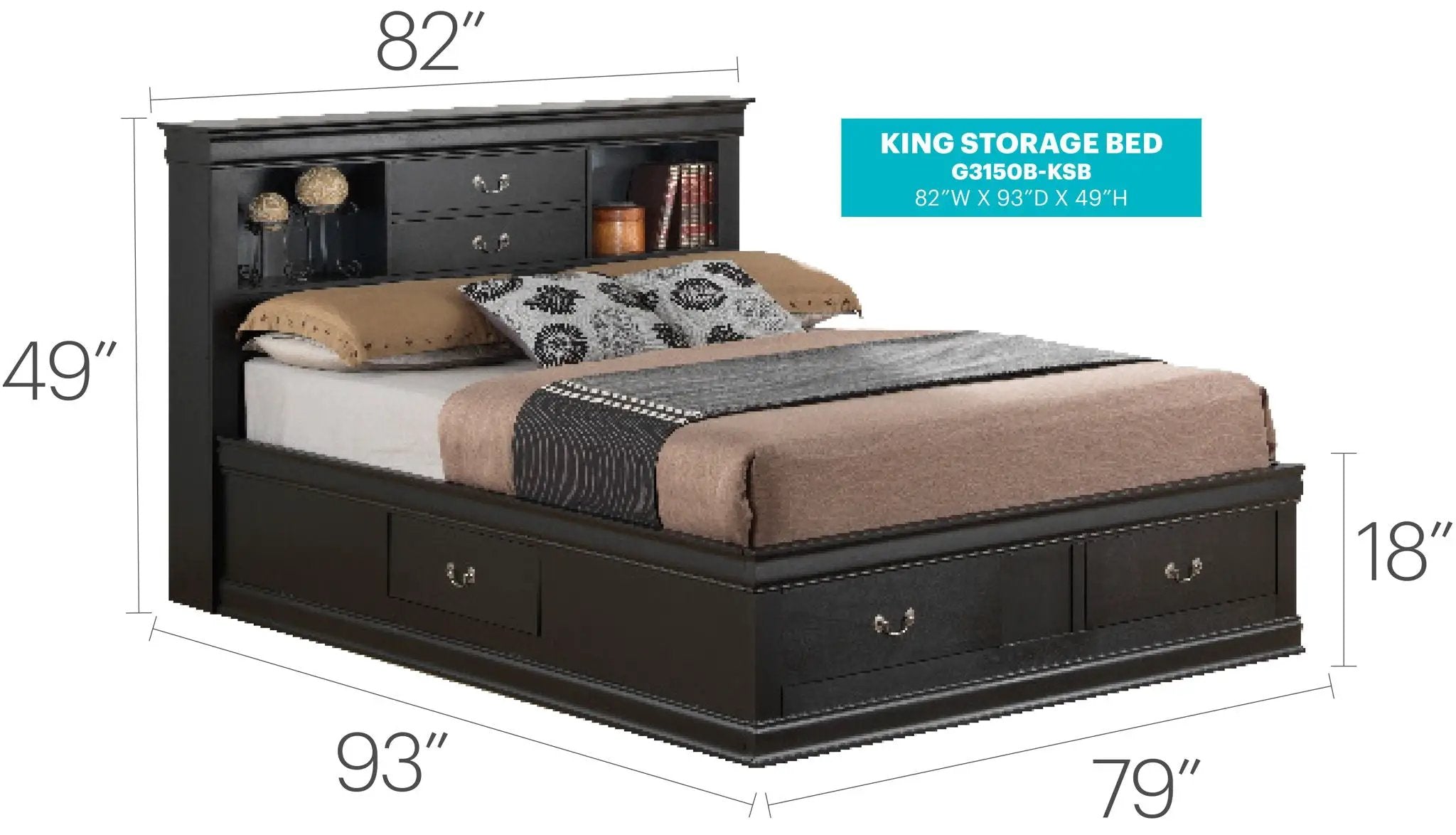 Traditional Style Bookcase Storage Bed by Unique Piece Furniture
