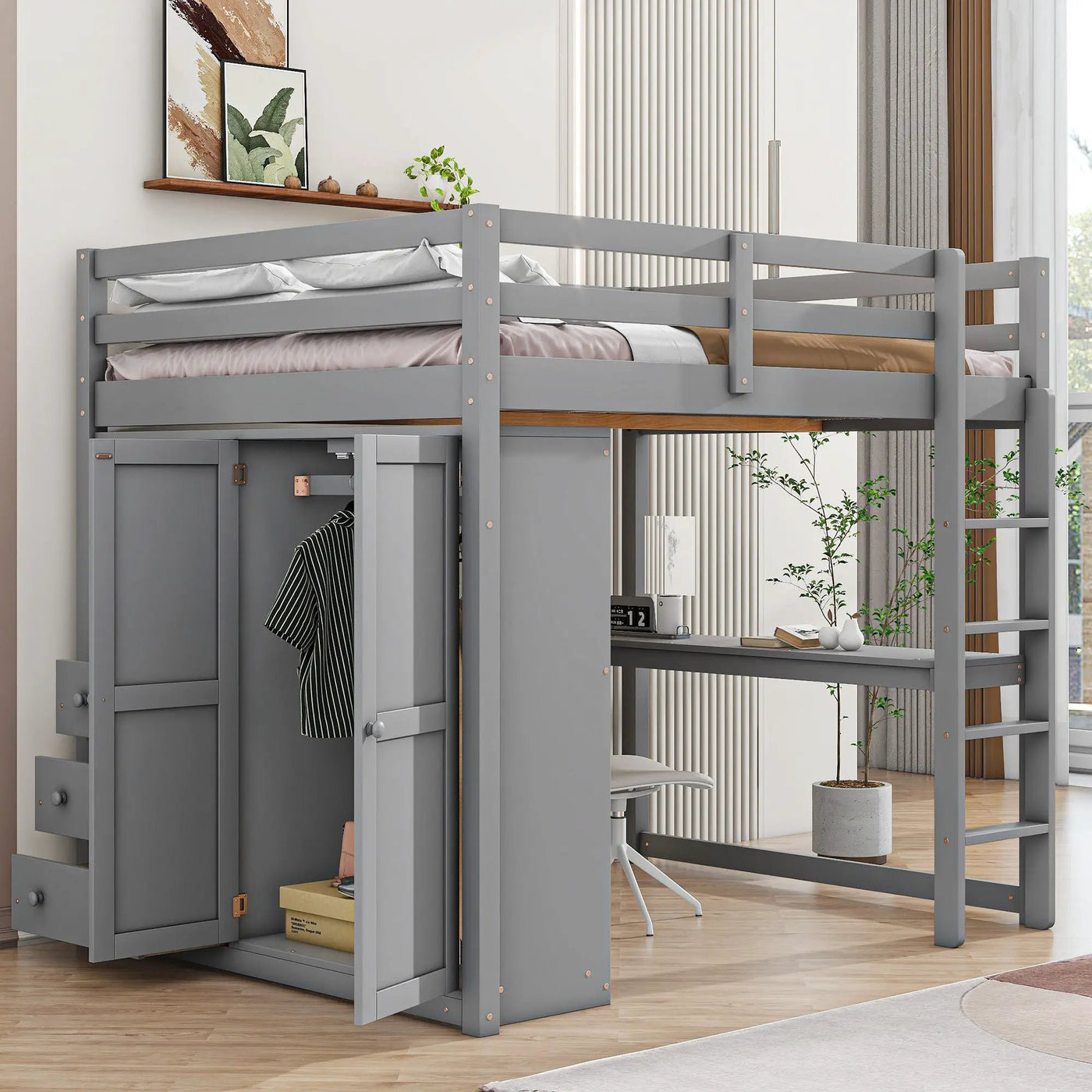 Loft Bed With Built In Wardrobe, Shelves And Drawers by Unique Piece Furniture