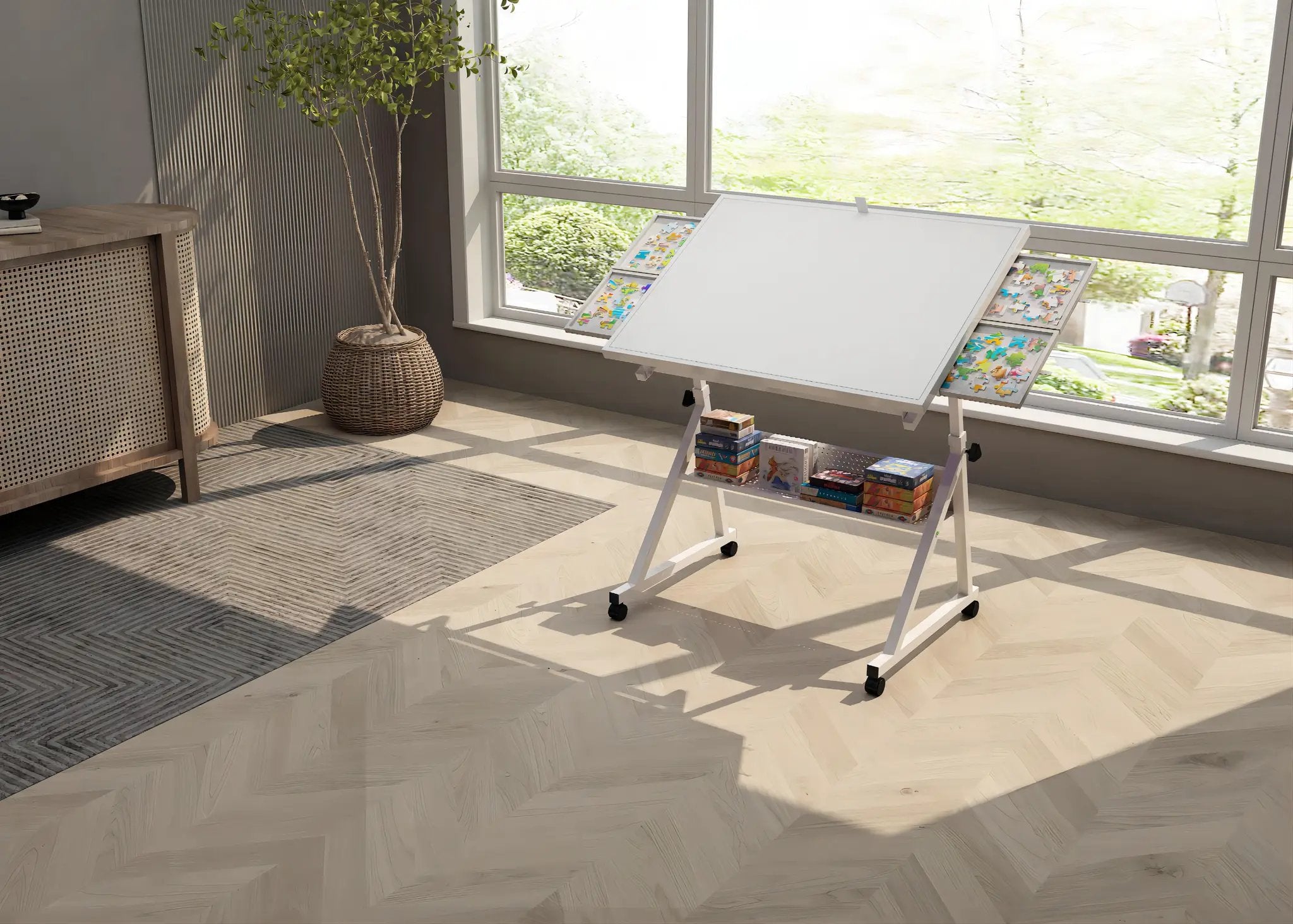 1500 Pieces Jigsaw Puzzle Metal Table Board with 4 Trays by HouseOfZazla