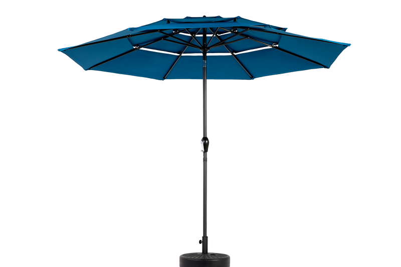 Aluminium 10ft 3 Tier Auto-tilt Outdoor Patio Umbrella - Dark Blue (No Base) by HouseOfZazla