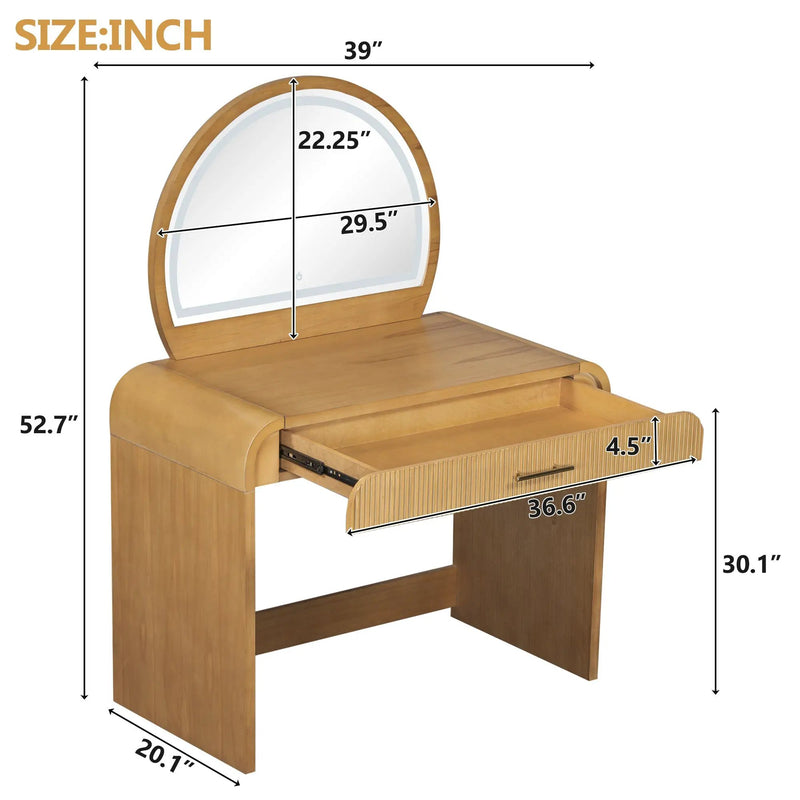 39" Makeup Vanity Table with Mirror Touch Screen Lighted Mirror by HouseOfZazla