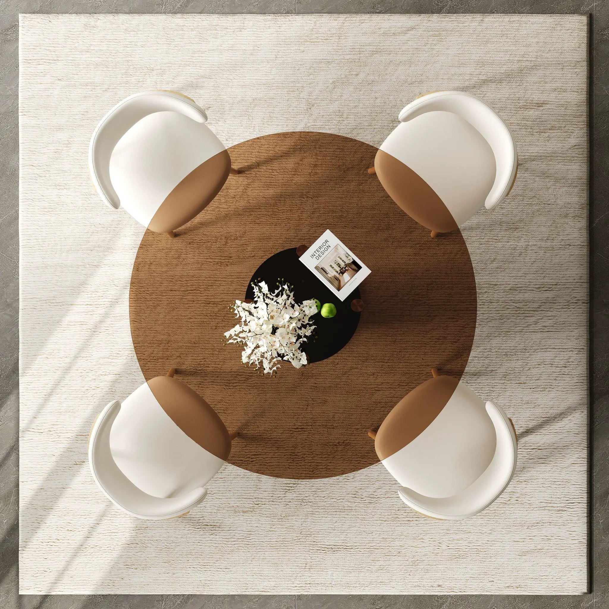 Round Glass Dining Table With Stainless Steel Legs And Chairs by HouseOfZazla