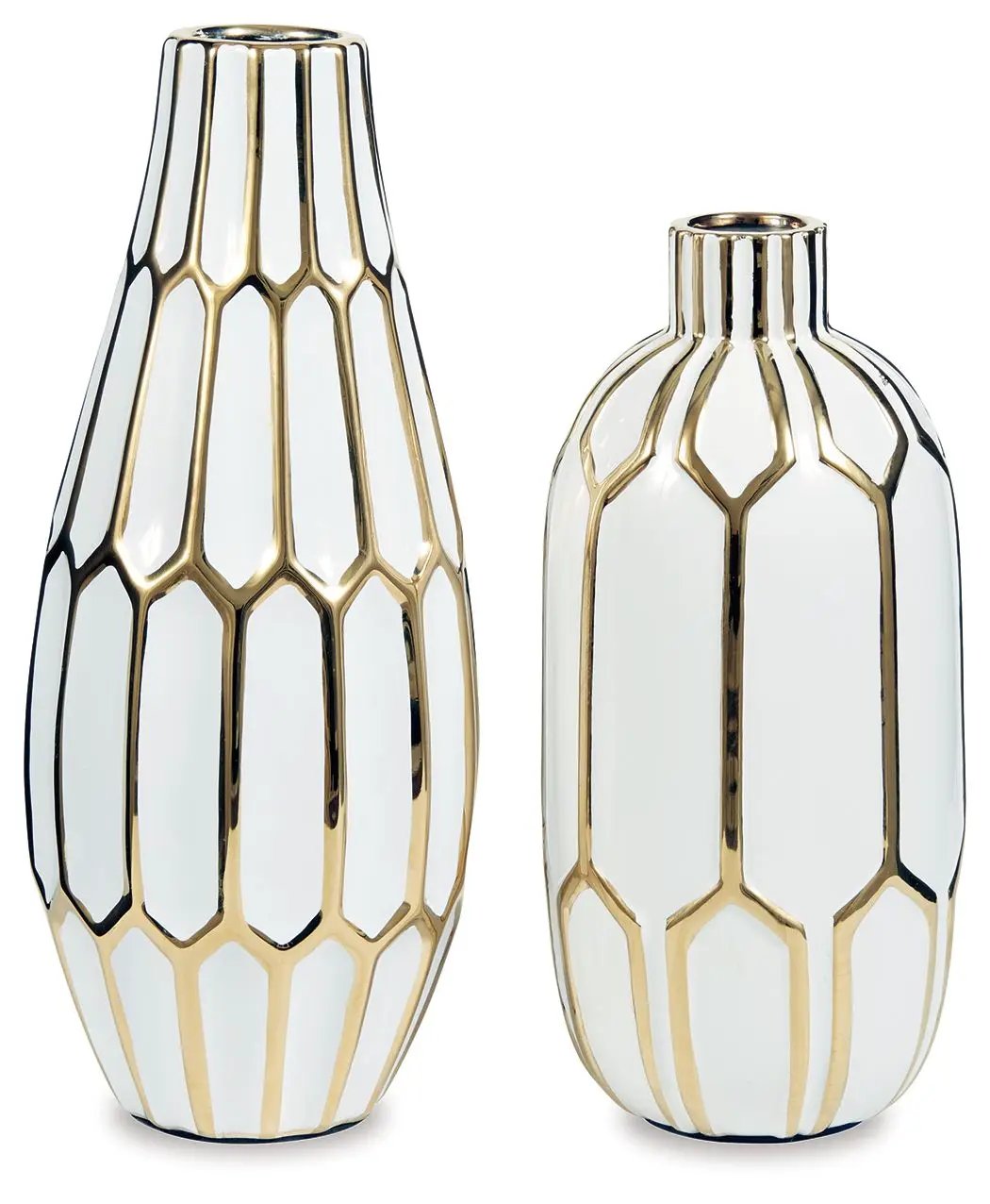 Mohsen - Vase Set (Set of 2) - Gold Finish / White by Unique Piece Furniture