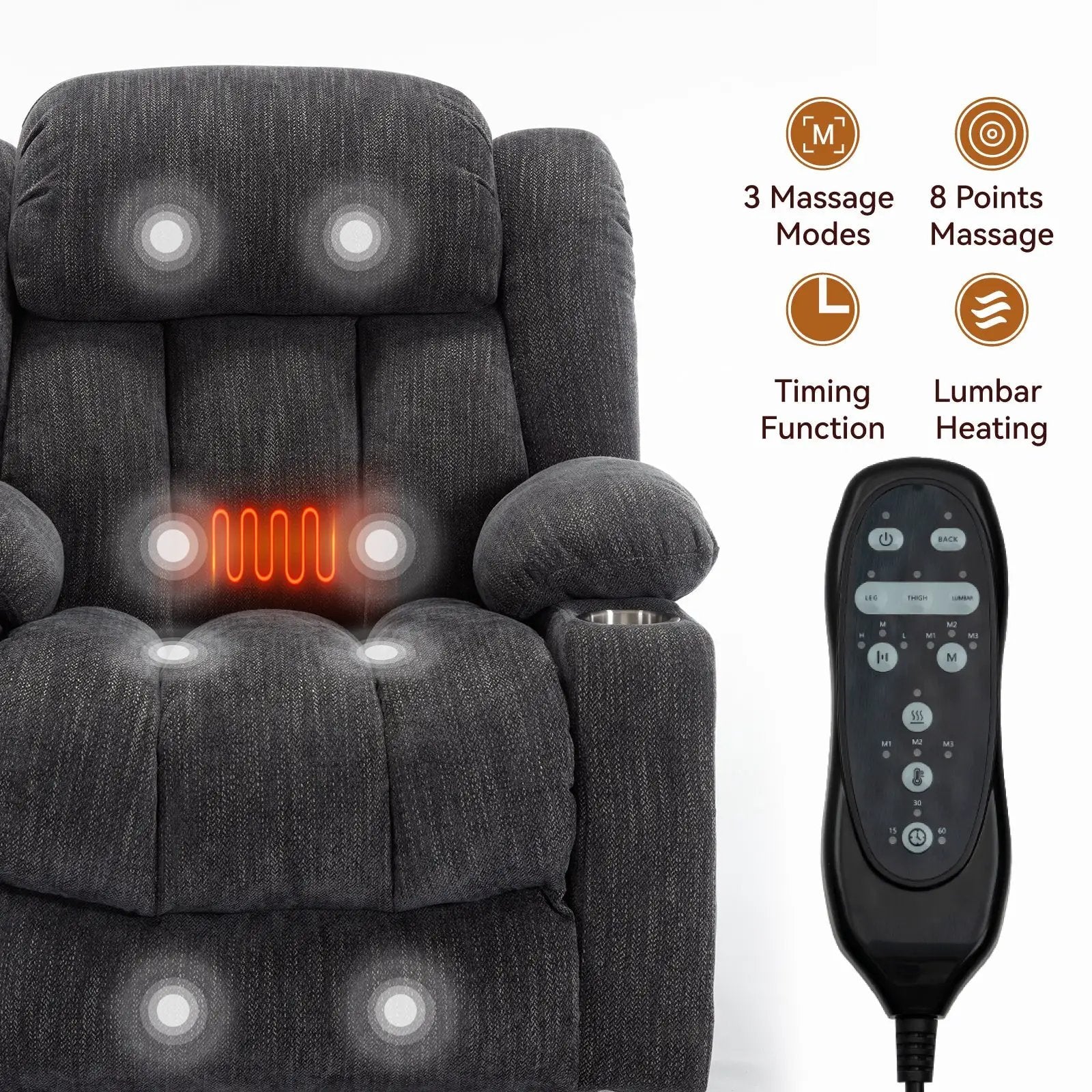 Chenille Power Lift Recliner Chair by HouseOfZazla