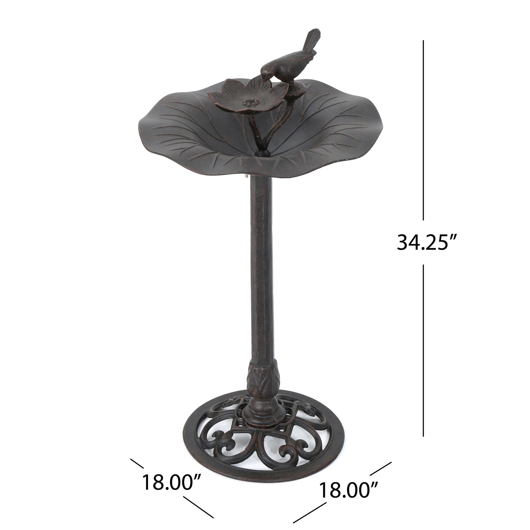 Lancaster Outdoor Aluminum and Iron Top Bird Bath with Iron Base, Bronze by HouseOfZazla