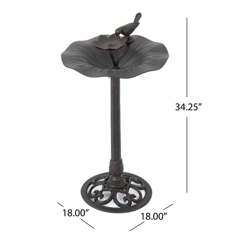 Lancaster Outdoor Aluminum and Iron Top Bird Bath with Iron Base, Bronze by HouseOfZazla