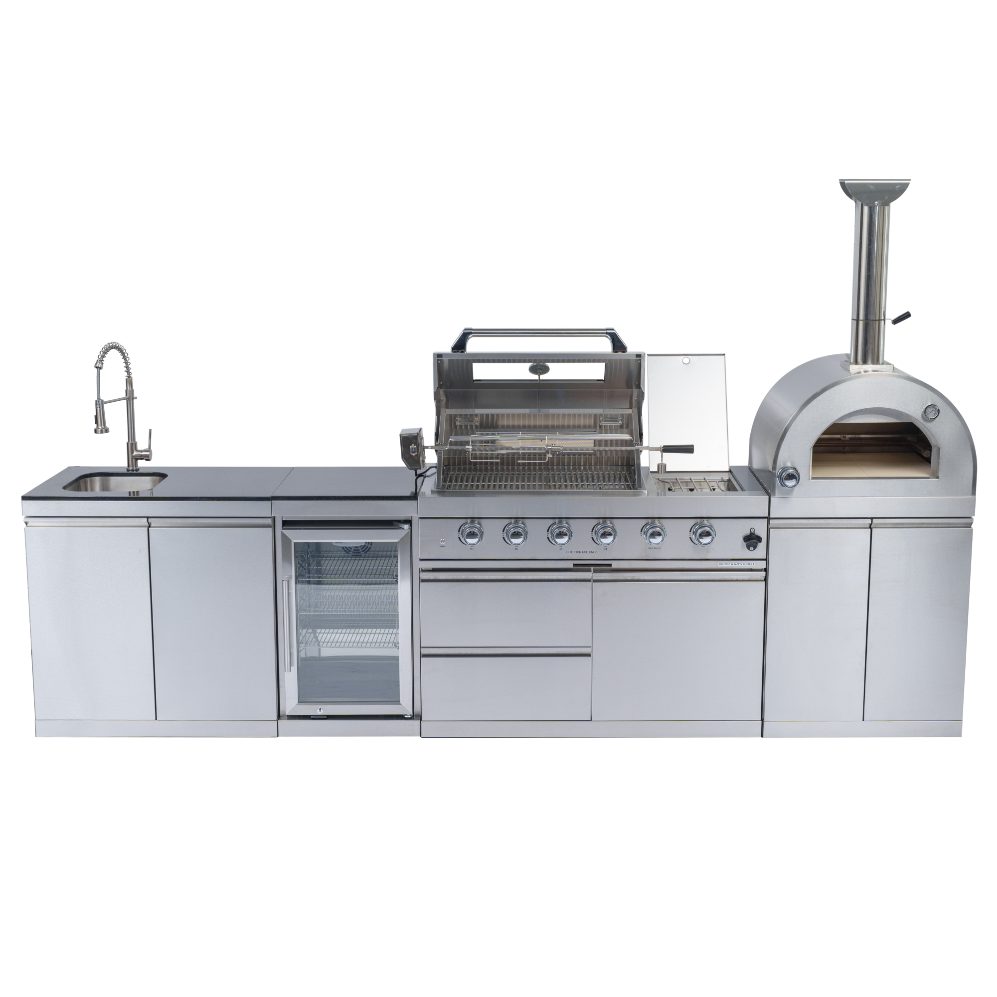 125" 10,8000 BTU 4-Burner Outdoor Kitchen Island Grill with Pizza Oven by Chery Industrial