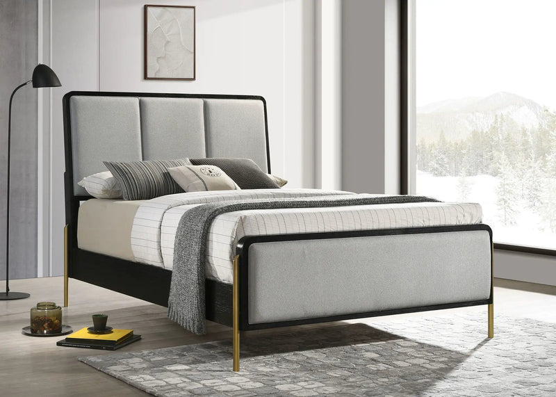 Arini Upholstered Eastern King Panel Bed Black and Grey by Unique Piece Furniture
