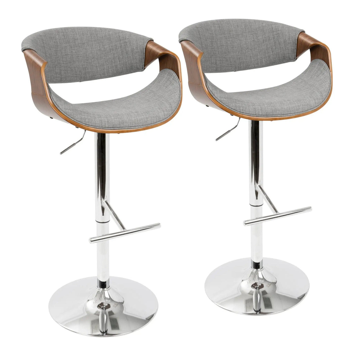 Curvo - Mid Century Modern Adjustable Barstool With Swivel With Straight T Footrest by HouseOfZazla