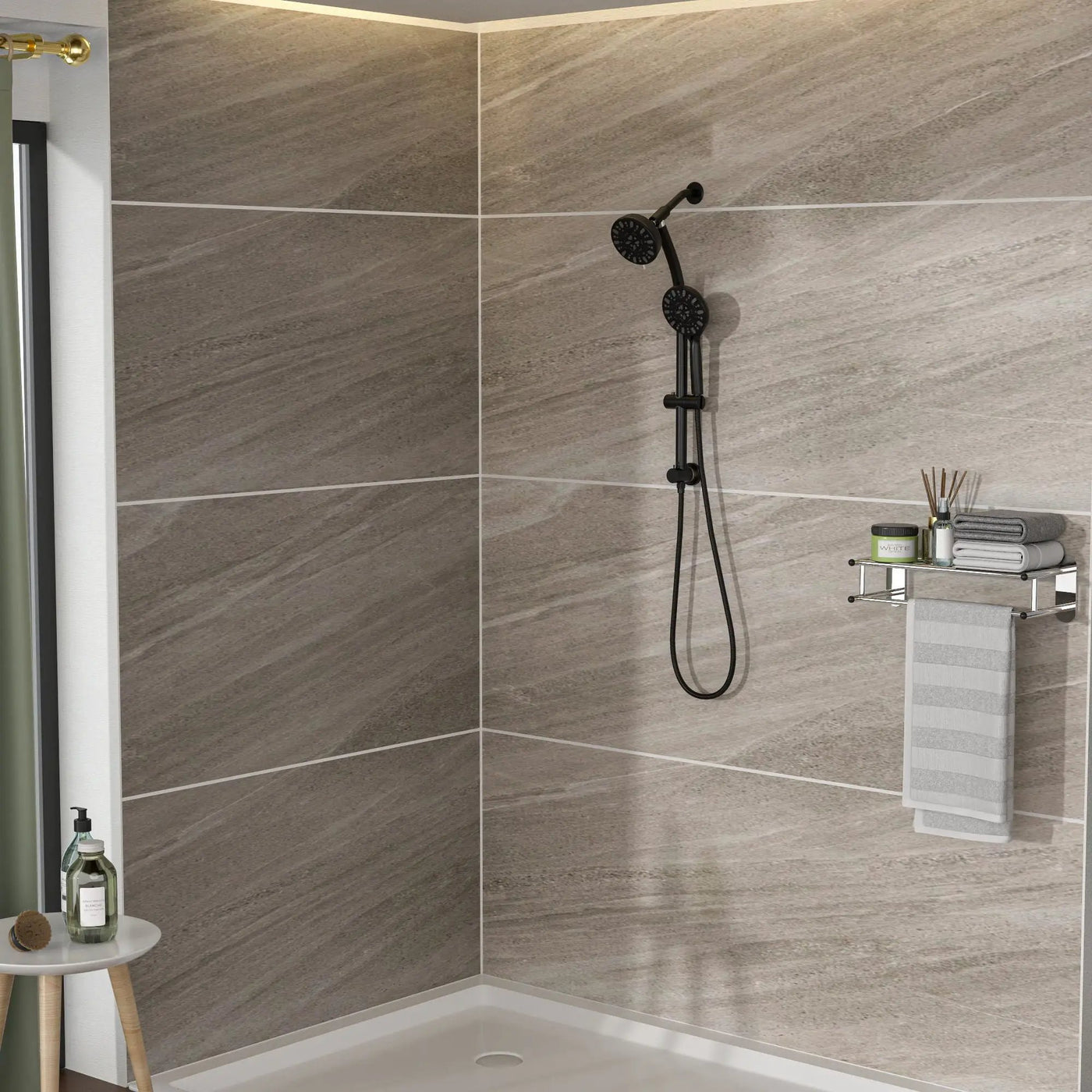 Multi Function Dual Shower Head Shower System With 4.7" Rain Showerhead, 7 Function Hand Shower, Adjustable Slide Bar by HouseOfZazla