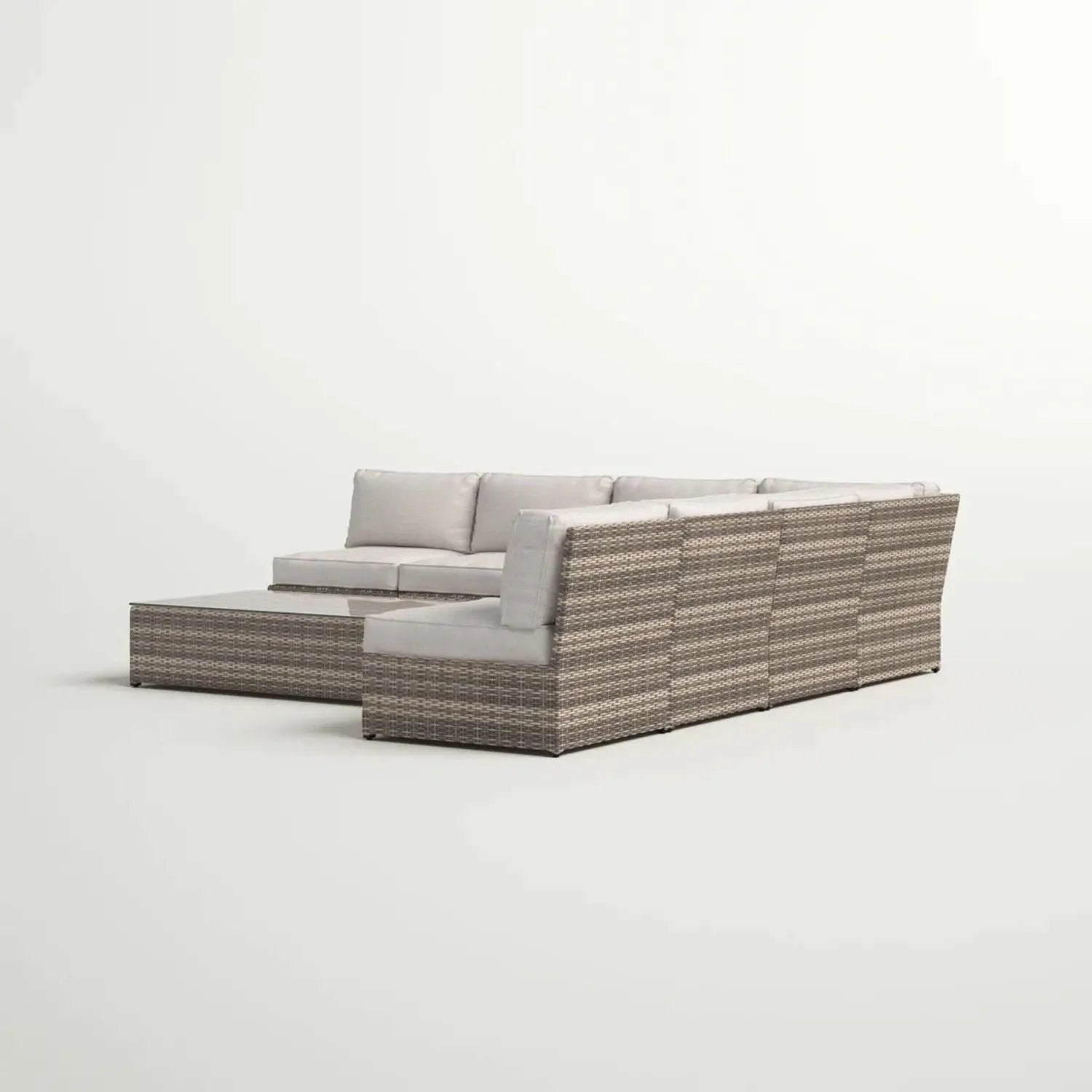 Comfortable Modern Patio Rattan Sectional Set With Cushions by HouseOfZazla