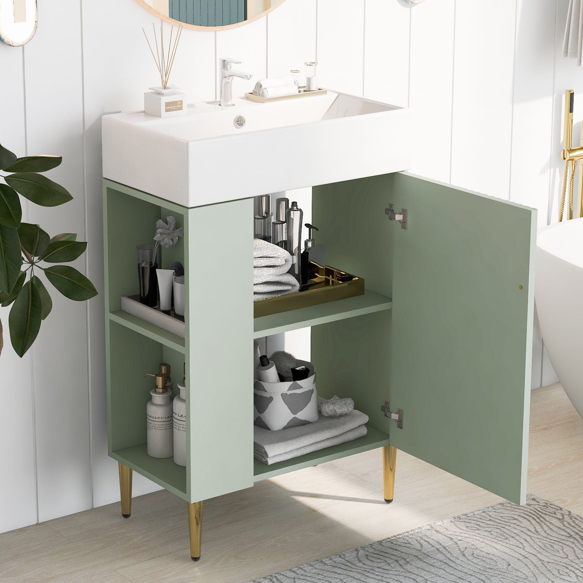 Bathroom Vanity, Combo Cabinet, Bathroom Storage Cabinet, Single Ceramic Sink by HouseOfZazla