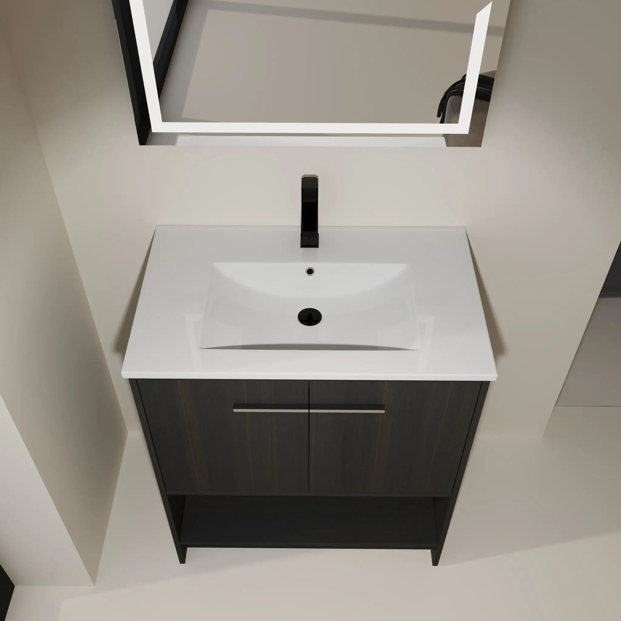 Modern Bathroom Vanity With Ceramic Sink, Freestanding Cabinet, Soft Closing Doors by Unique Piece Furniture