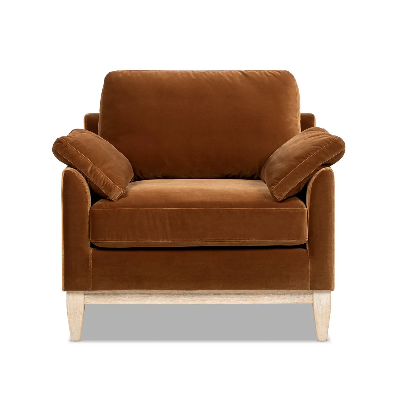 Pasadena 36" Wide Modern Farmhouse Accent Arm Chair, Burnt Orange Velvet by HouseOfZazla
