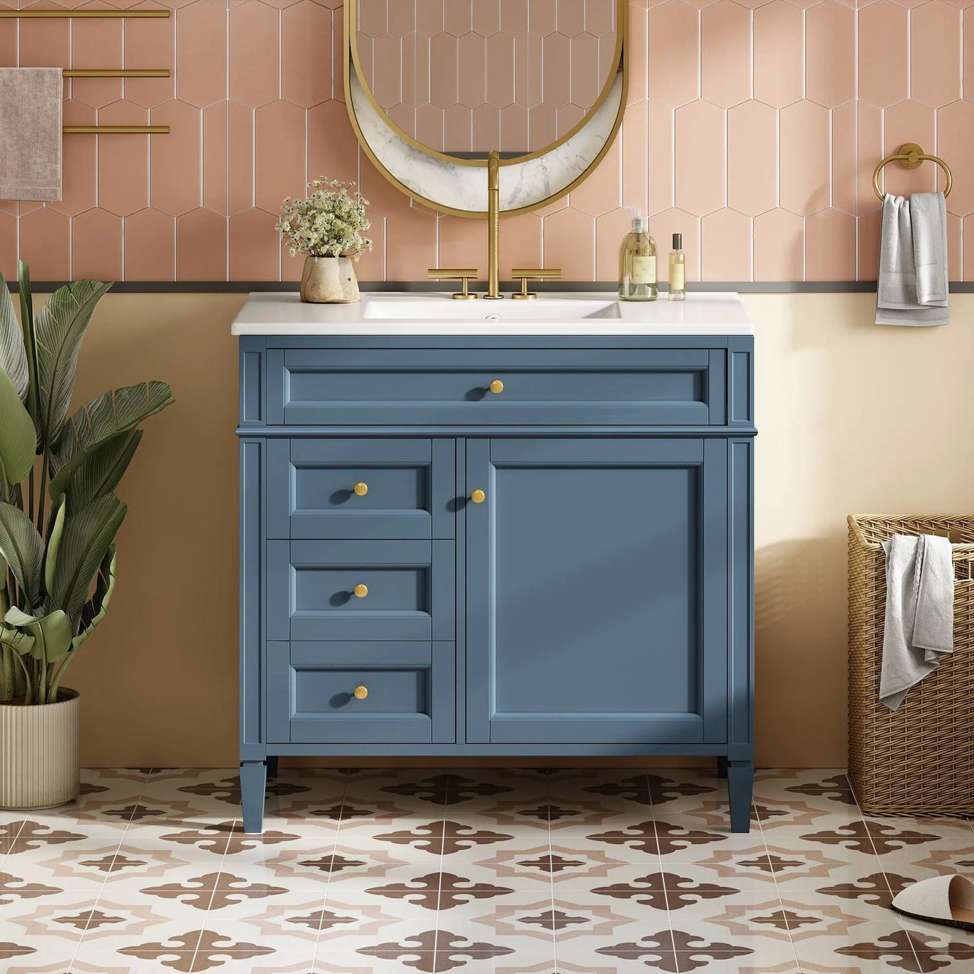 Bathroom Vanity With Top Sink, 2 Drawers And Tip Out Drawer by HouseOfZazla
