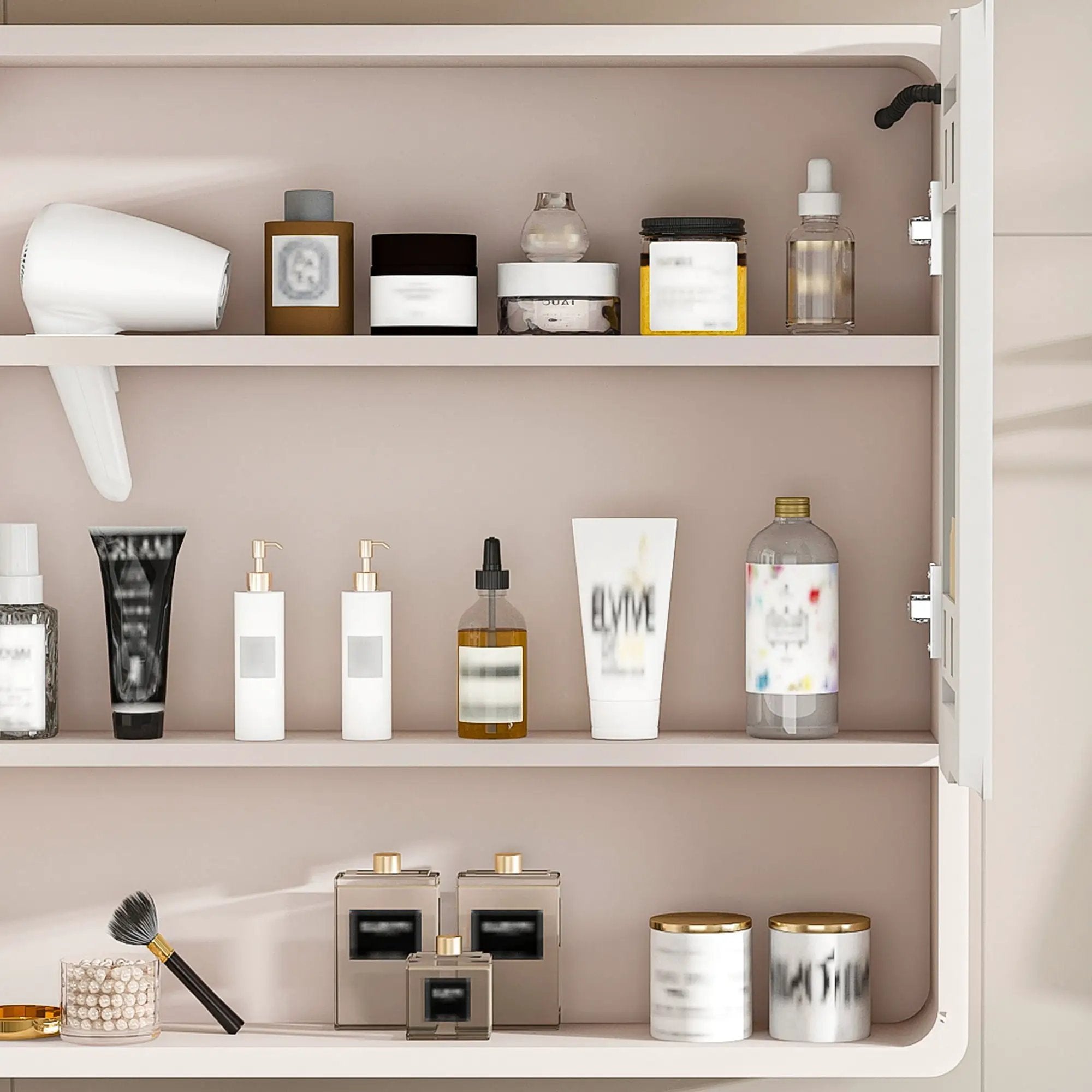 Aluminium Medicine Cabinet Mirror, With 3 Colors LED Light And Defogging Function - Khaki by Unique Piece Furniture