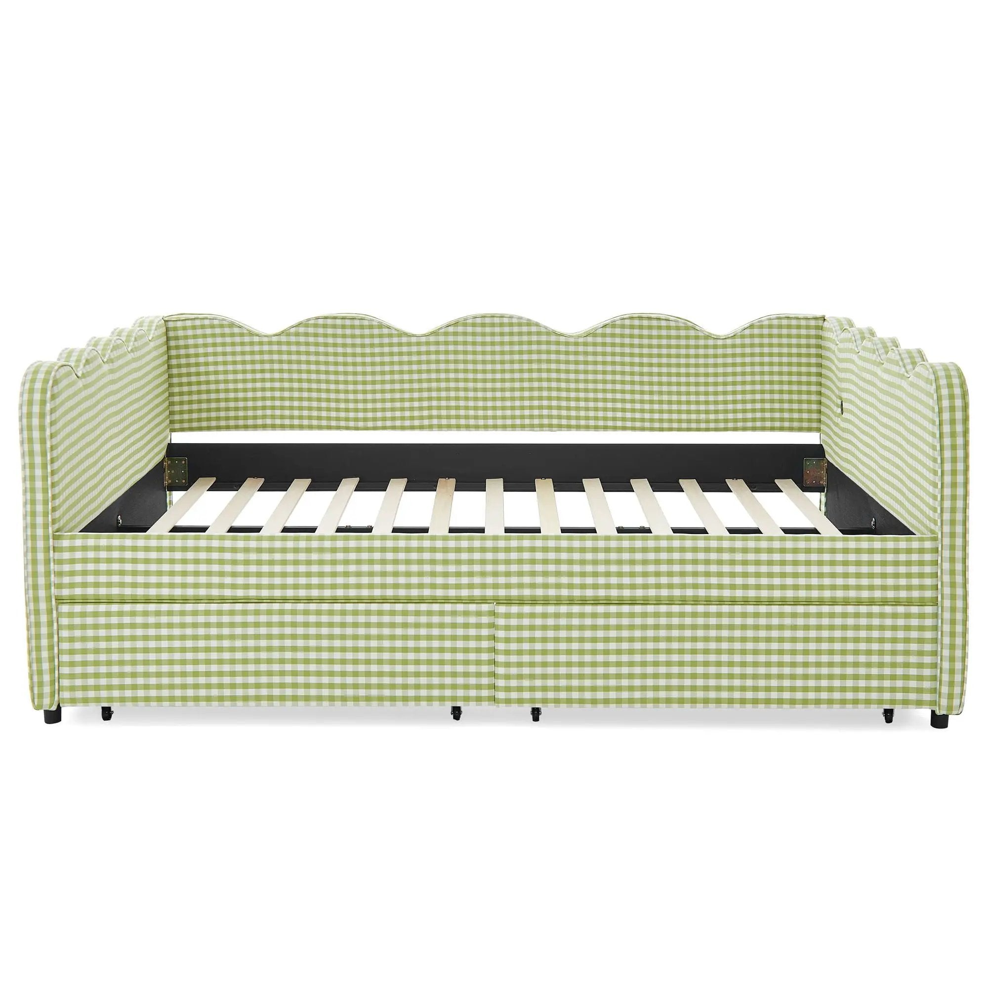 Gingham Daybed With USB Charging Port, Wave-Shaped Design by Unique Piece Furniture