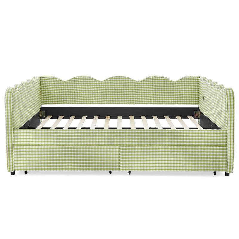 Gingham Daybed With USB Charging Port, Wave-Shaped Design by Unique Piece Furniture