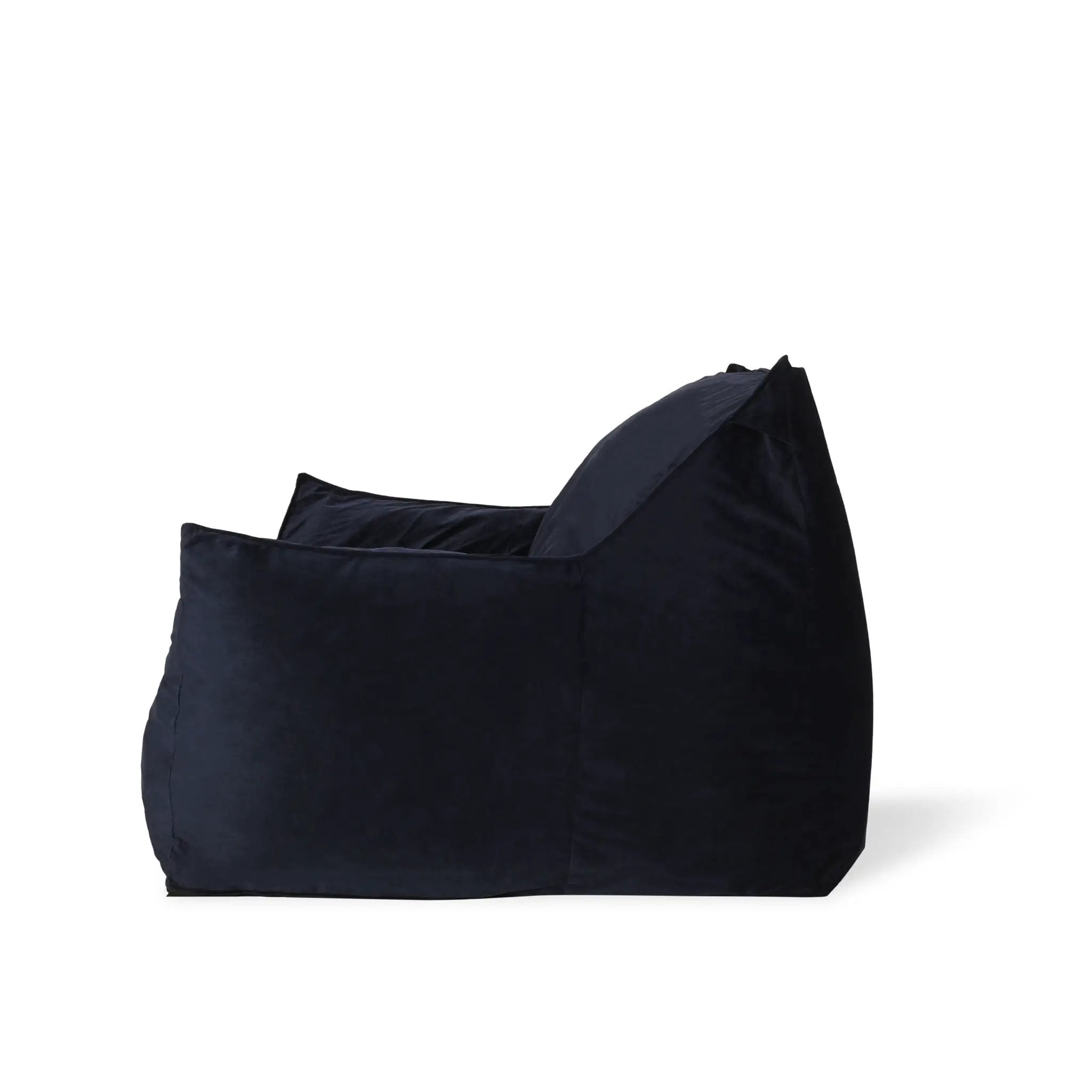 Allea - Velveteen Bean Bag Chair With Armrests - Midnight Blue by HouseOfZazla
