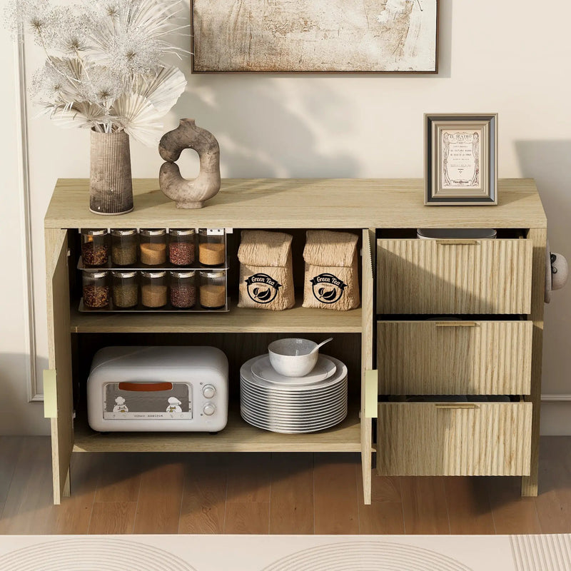 U-Style Modern Wave-Pattern Sideboard with 3 Drawers by HouseOfZazla