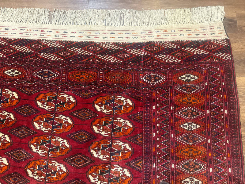 Persian Turkoman Rug 7x9, Red Tribal Carpet by Jewel Rugs