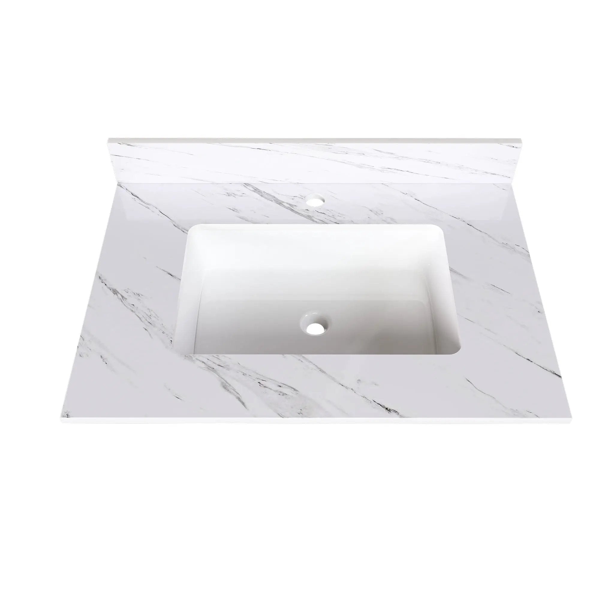 Bianco Carrara Venato Marble Vanity Top With Pre Drilled Faucet Hole And Undermount Sink by HouseOfZazla