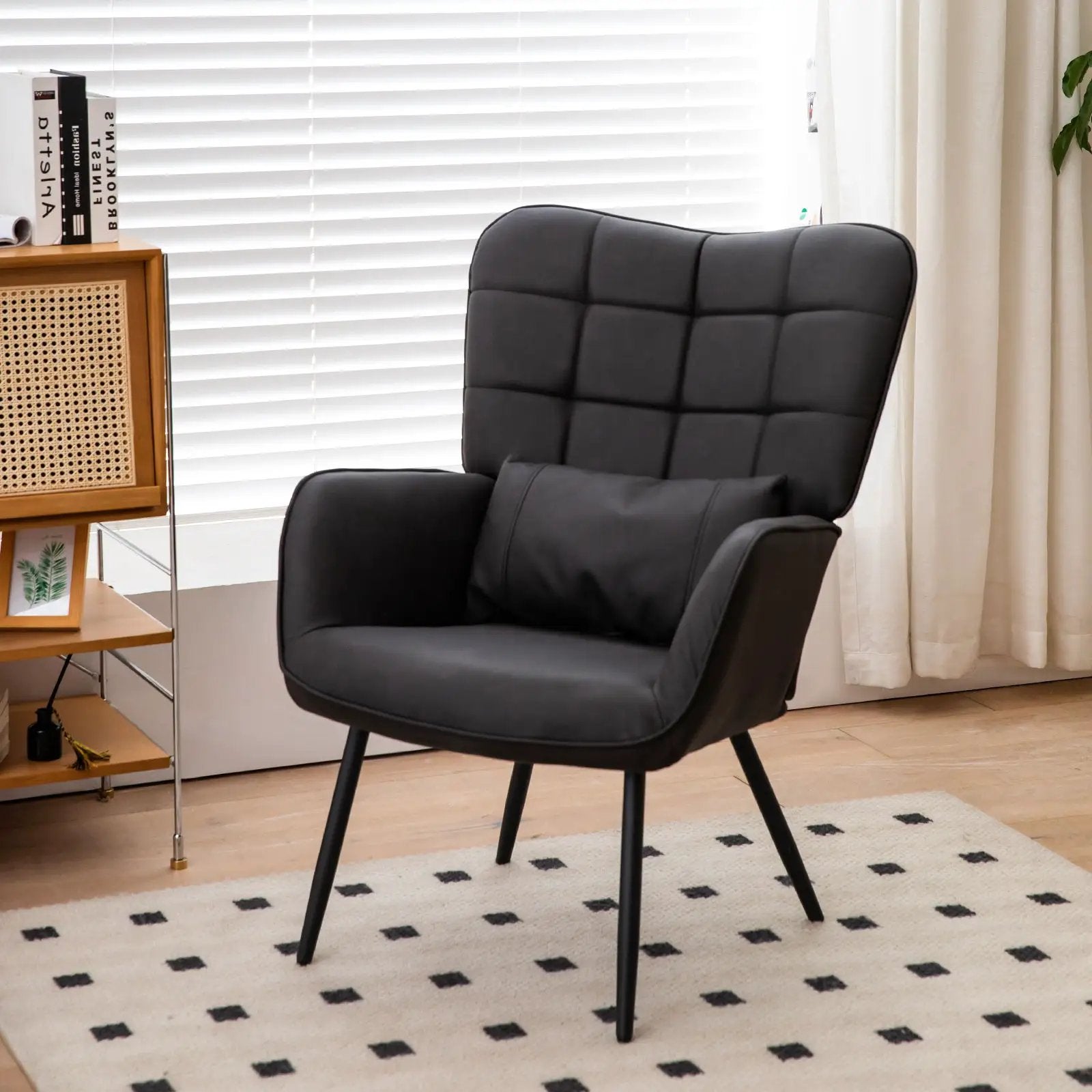 Modern Accent Arm Chair High Back With Metal Legs And Soft Padded by Unique Piece Furniture