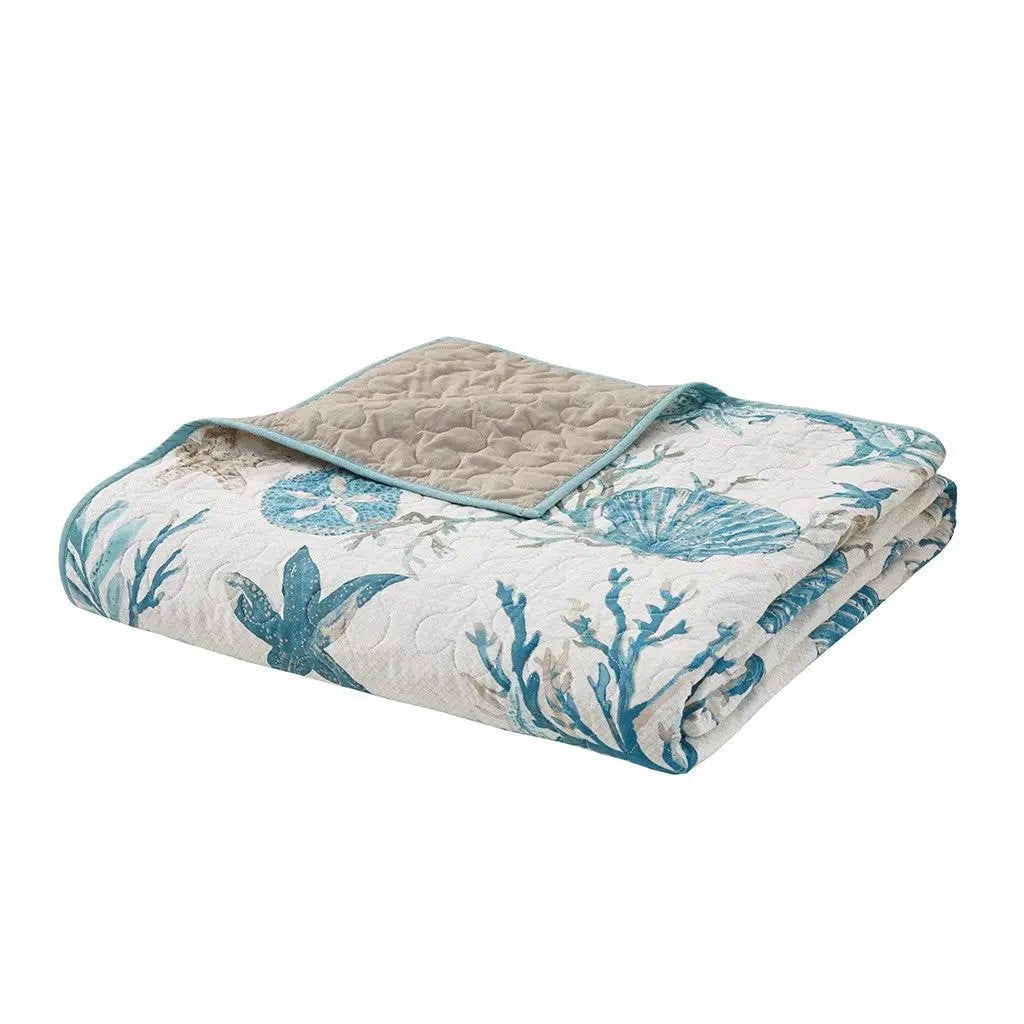 6 Piece Cotton Sateen Quilt Set with Throw Pillows Aqua King/Cal King by HouseOfZazla