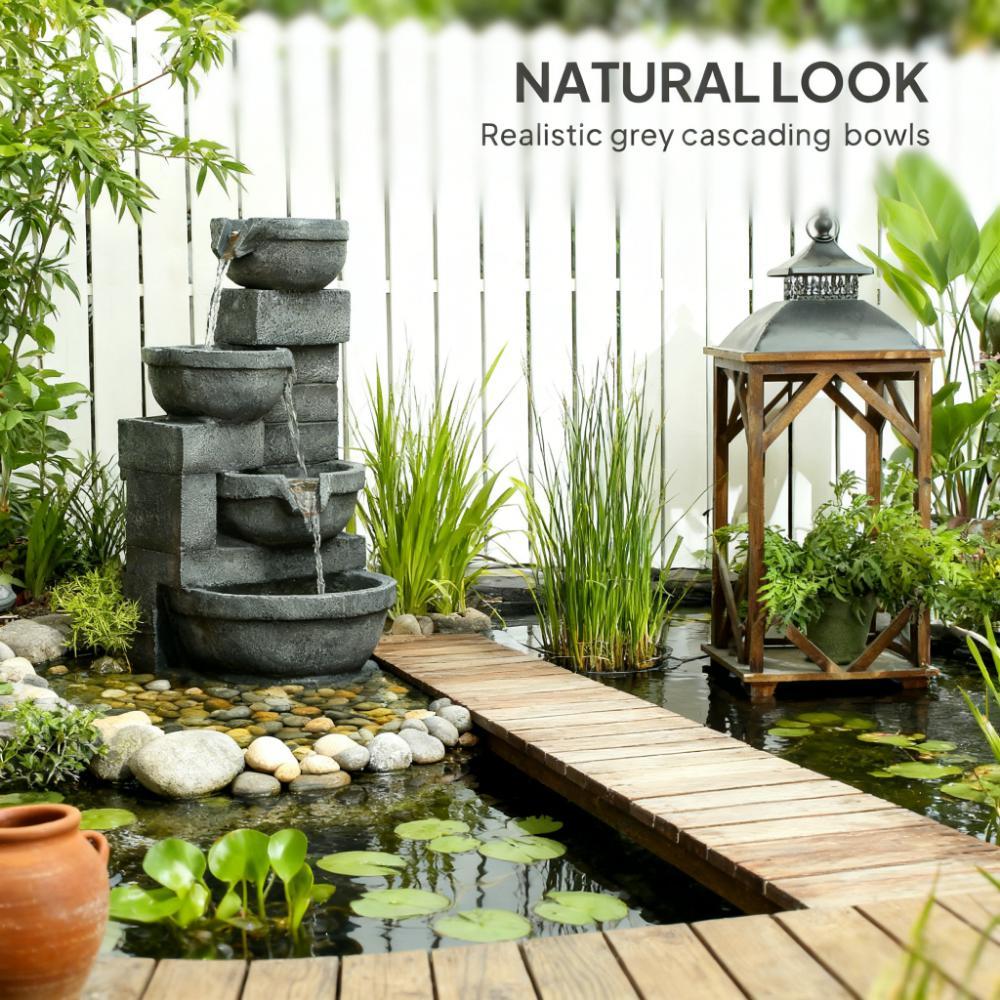 Garden Fountain, Tall Outdoor Waterfall with LED Lights by HouseOfZazla