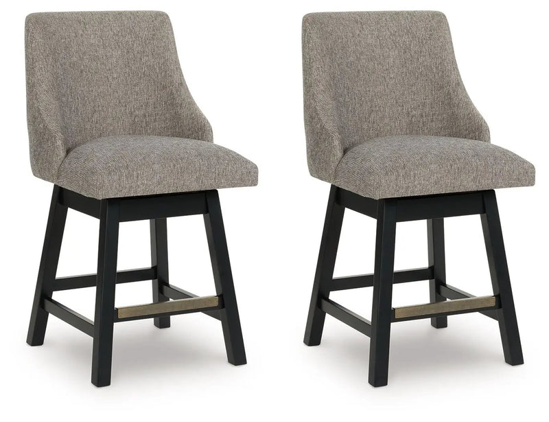 Neymorton - Upholstered Swivel Barstool (Set of 2) - Dark Grayish Brown by Unique Piece Furniture