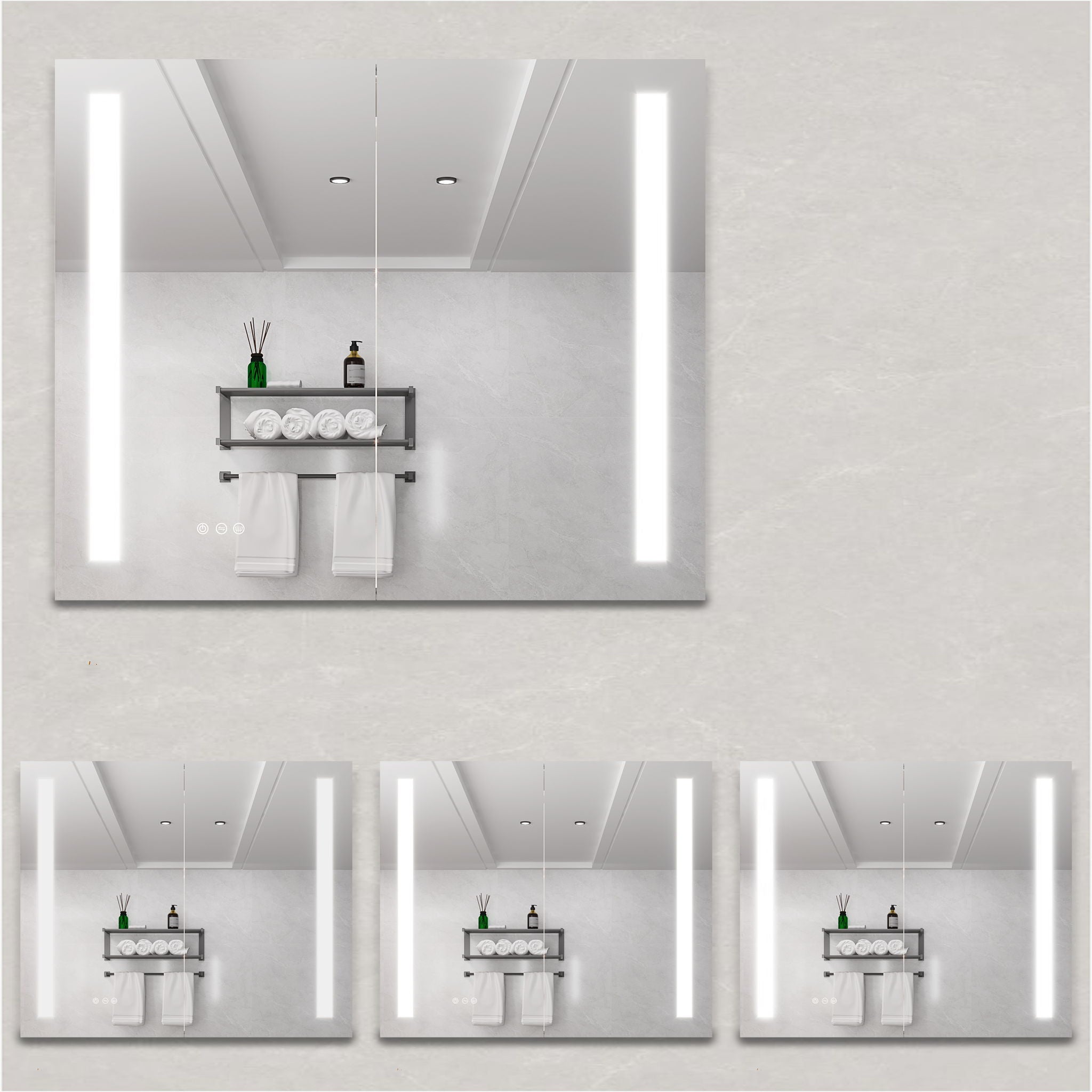 LED Medicine Cabinet With Mirror, Double Door With Defogger, Dimmer, Surface Mount by HouseOfZazla