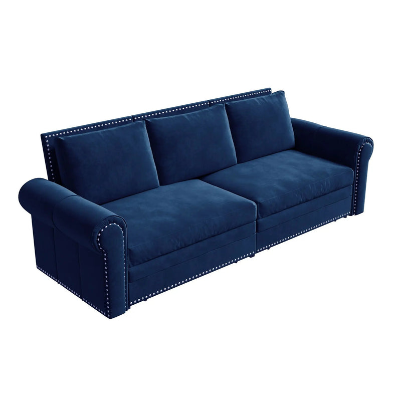 3 In 1 Convertible Sleeper Sofa With Nailhead Trim & Rolled Arm by HouseOfZazla