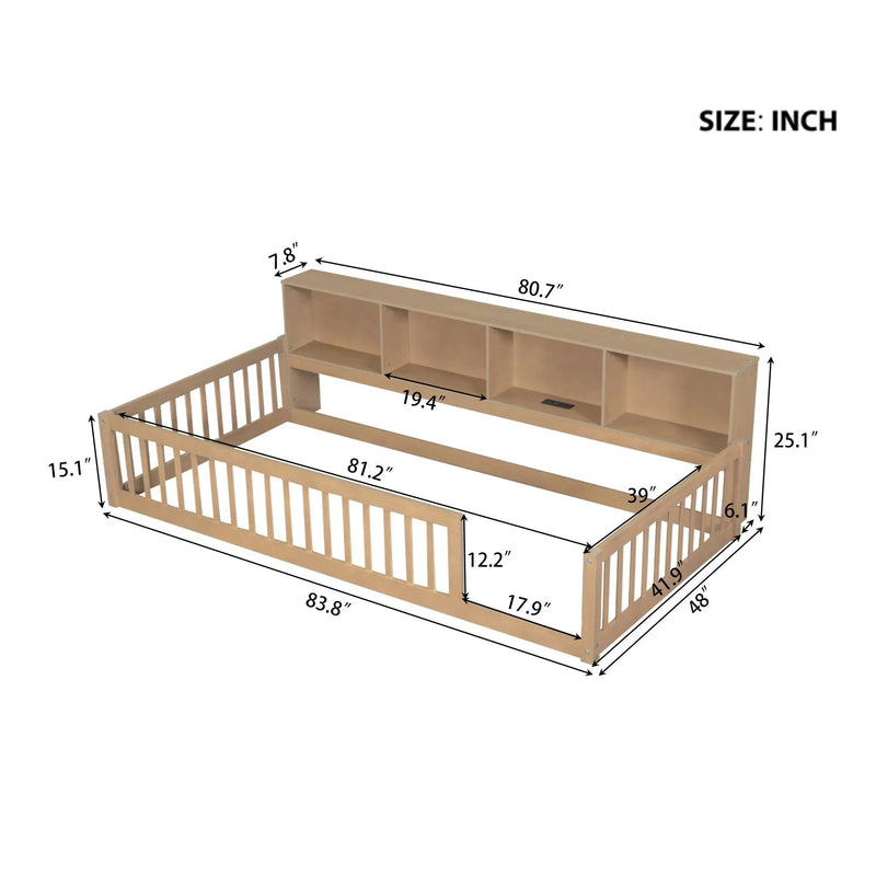 Floor Bed With Storage Cabinets And USB Ports by Unique Piece Furniture