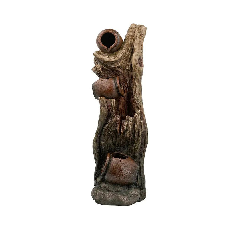Decorative 3 Tier Tree Trunk Fountain With Lights And Pump - Brown by Unique Piece Furniture