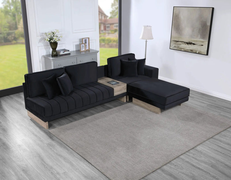 Memphis - Reversible Sectional Sofa Ottoman With Storage Compartment, Drawer, USB ports, Charging Outlets by Unique Piece Furniture