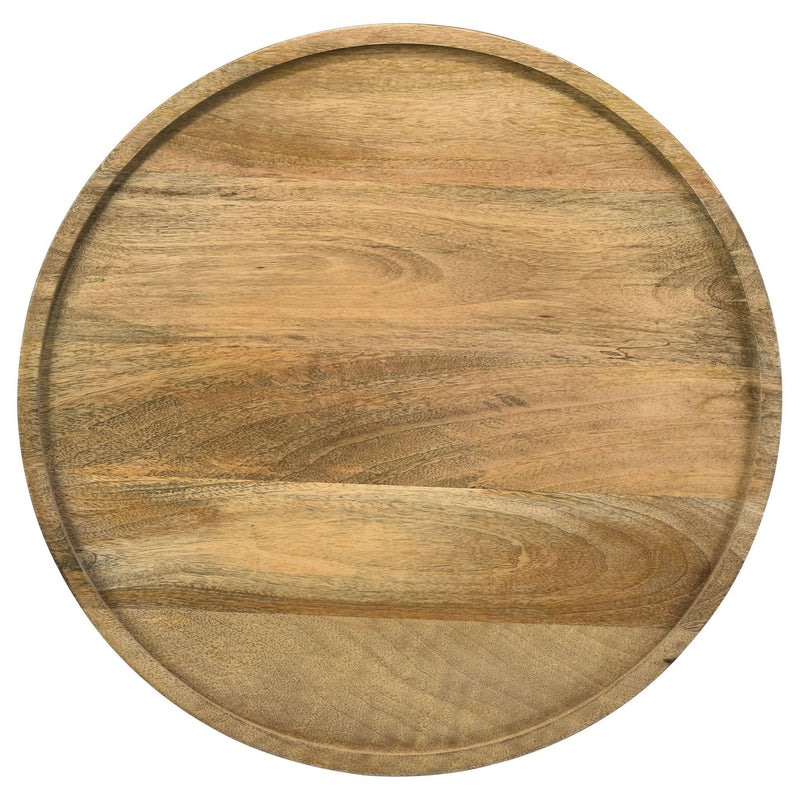 Pedestal Accent Table With Eco Friendly Base And Round Lipped Top - Brown by HouseOfZazla