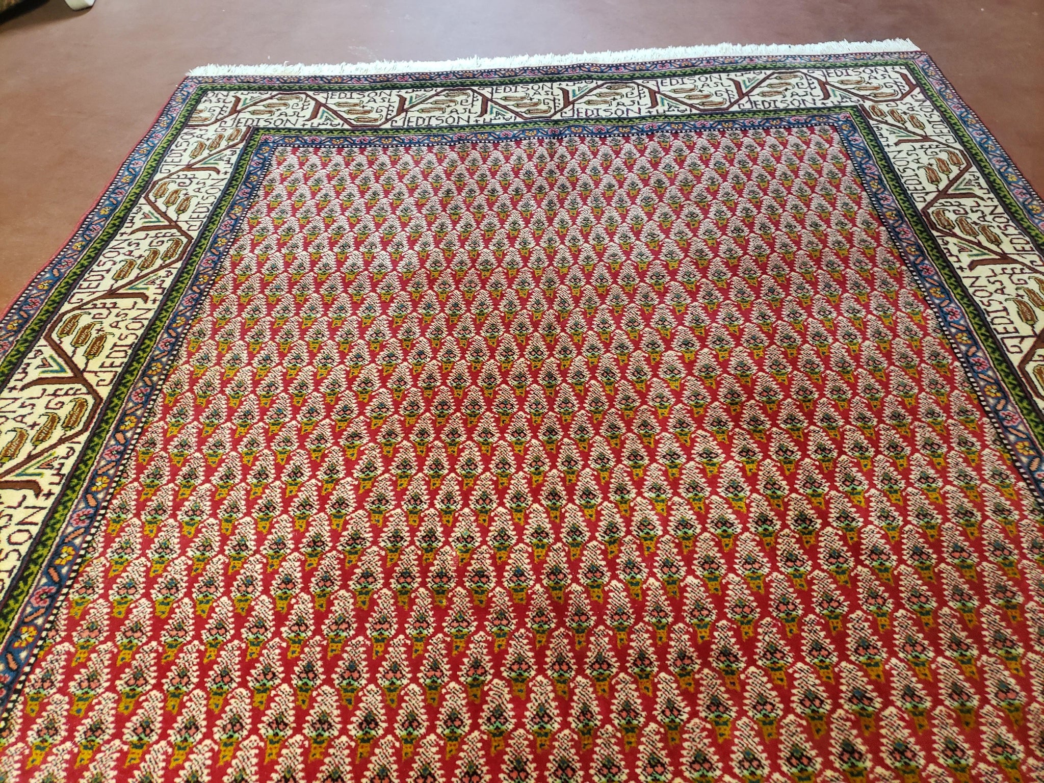 6x9 Finely Woven Turkish Tribal Rug, Boteh/Paisley Pattern, Red & Beige Area Rug, Vintage Wool Carpet, Entryway Rug, Hand-Knotted Foyer Rug by Jewel Rugs