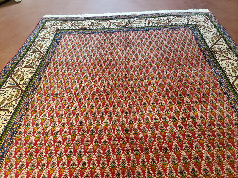 6x9 Finely Woven Turkish Tribal Rug, Boteh/Paisley Pattern, Red & Beige Area Rug, Vintage Wool Carpet, Entryway Rug, Hand-Knotted Foyer Rug by Jewel Rugs