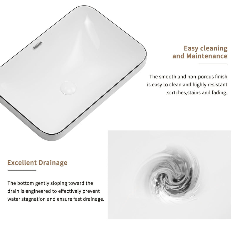 Undermount Bathroom Sink, Vessel Basin For Vanity Countertop - Milk White / Black by HouseOfZazla