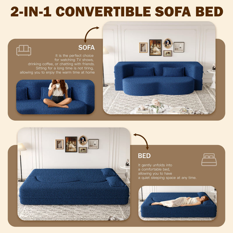 Modern Floor Sleeper Sofa Bed With 2 Pillows, Convertible Twin Size Folding Mattress For Living Room by HouseOfZazla