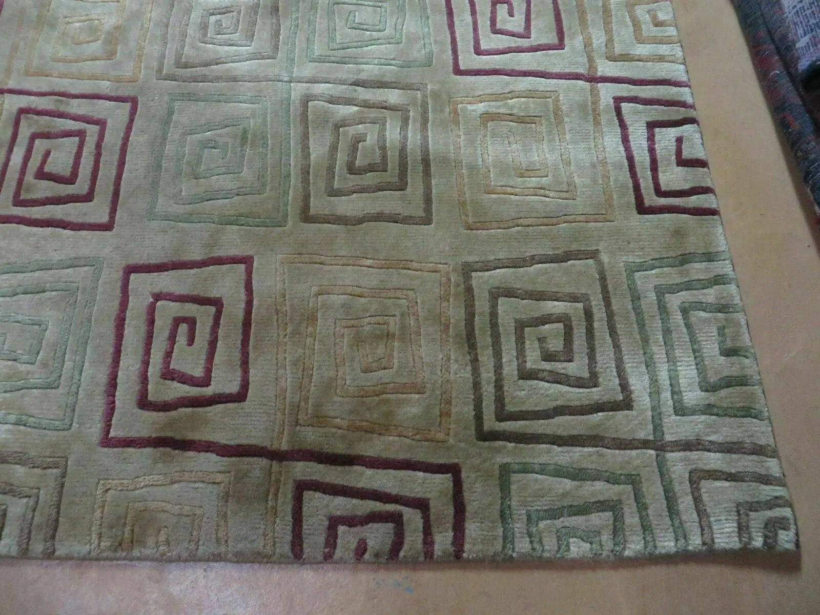 8' X 11' Modern Tibetan Nepal Art Deco Chinese Handmade Wool Silk Rug Abstract by Jewel Rugs